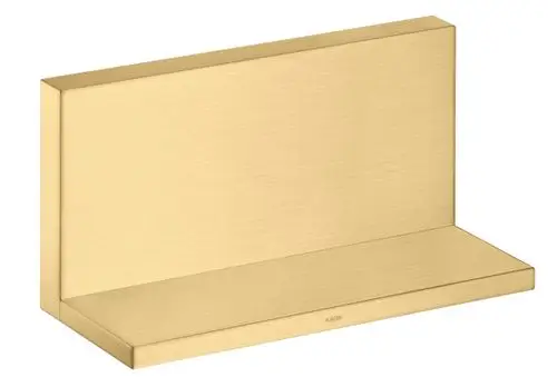 Ablage mit einer geschlossenen, flachen Oberfläche in gebürstetem Gold-Finish. Auf der Oberseite ist das AXOR-Logo zu sehen.